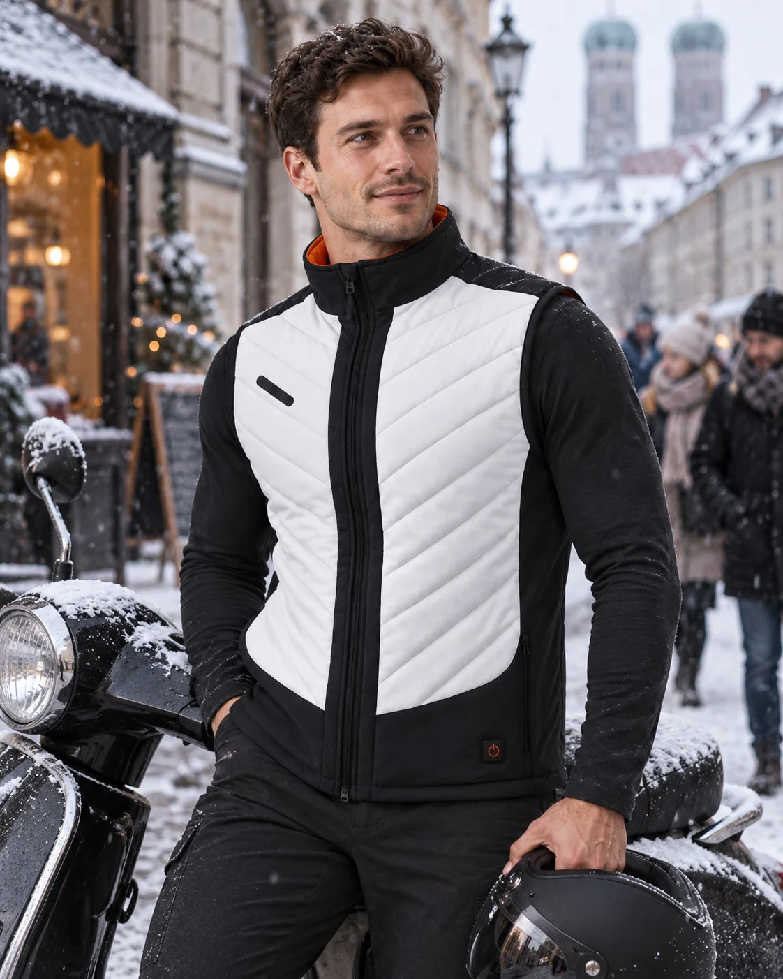Veste chauffante sans manches sport pour homme PyreFit Novaro au quotidien en hiver : en scooter