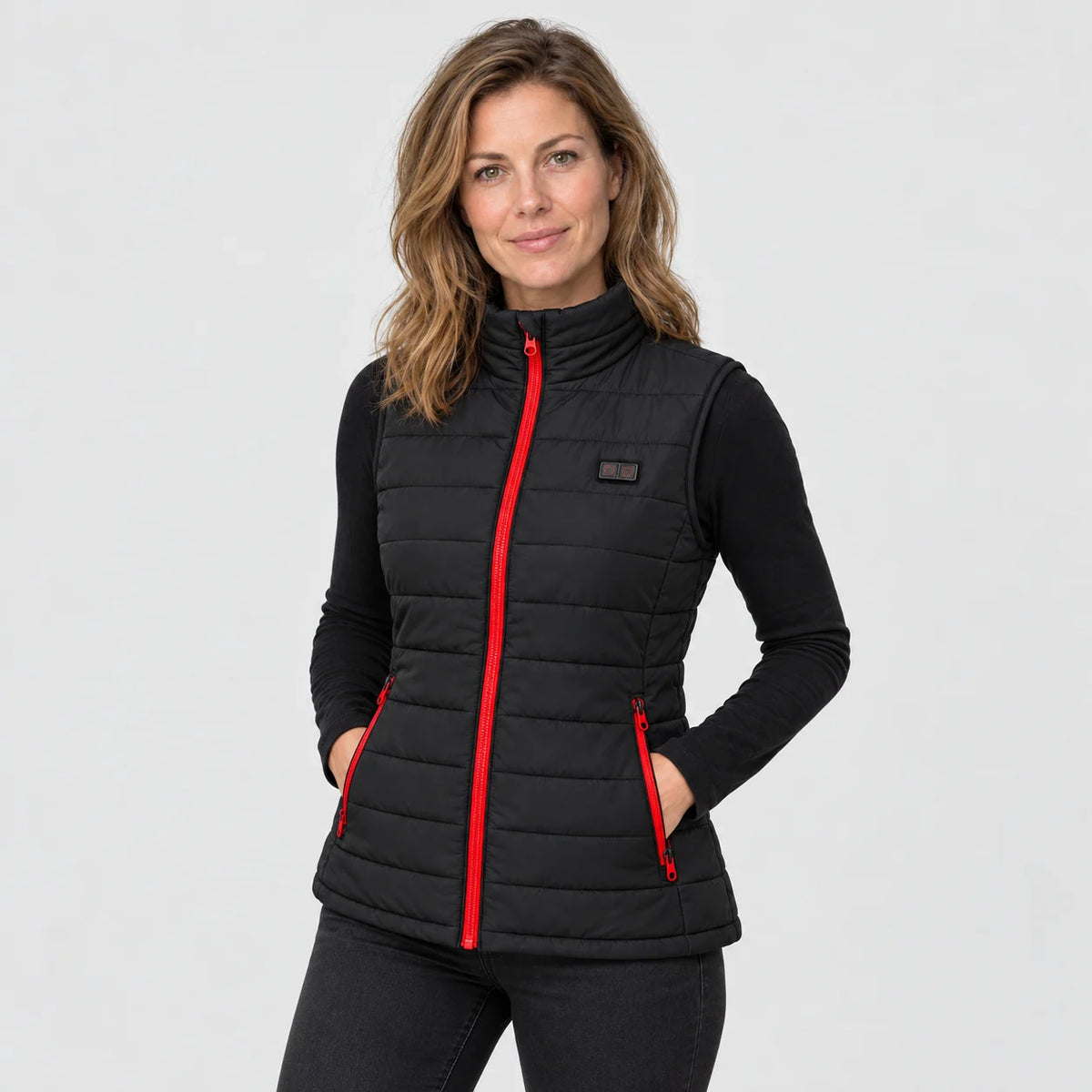 Women's heated vest PyreFit Silvaia, worn, front view