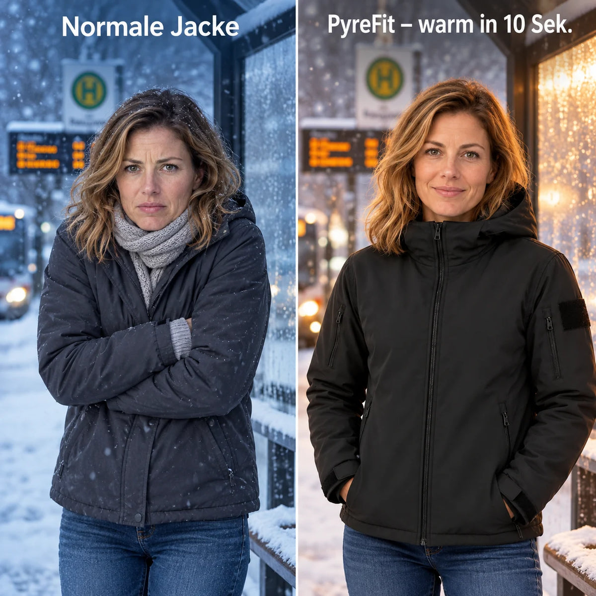 Comparaison : manteau d'hiver ordinaire et Summaro chauffant