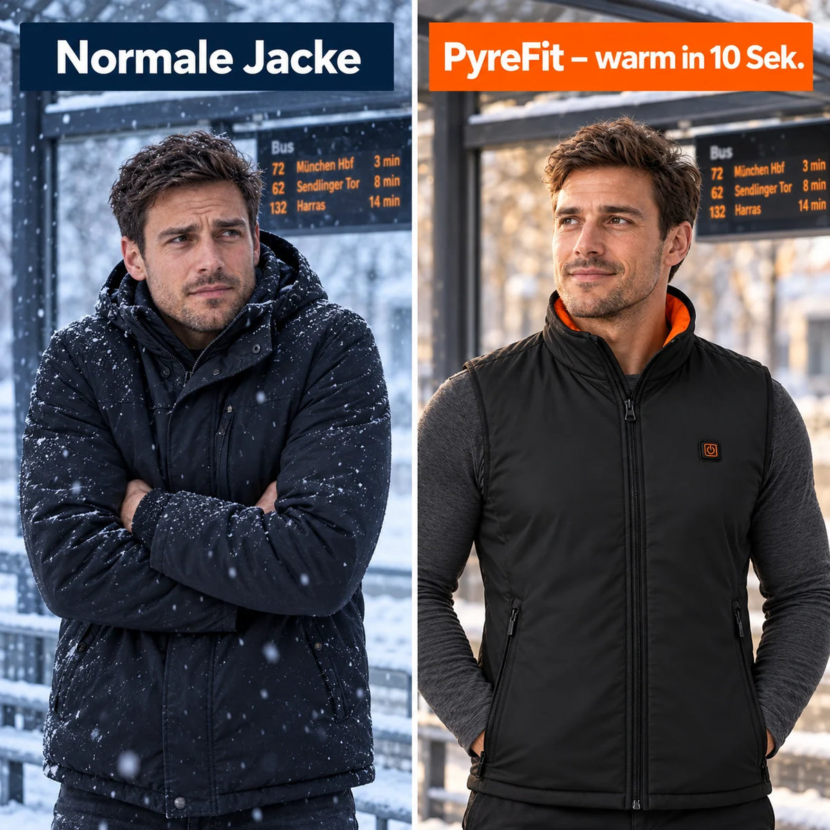 Comparaison : manteau d'hiver ordinaire et Ventaro chauffant
