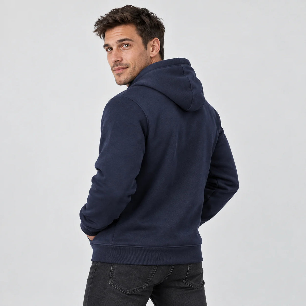 Men's heated hoodie PyreFit Zippa, back view