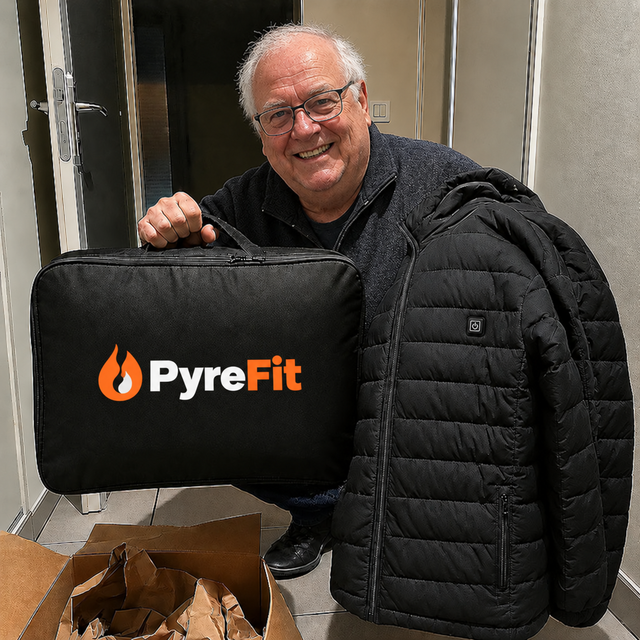 Julien B. wearing the heated winter jacket