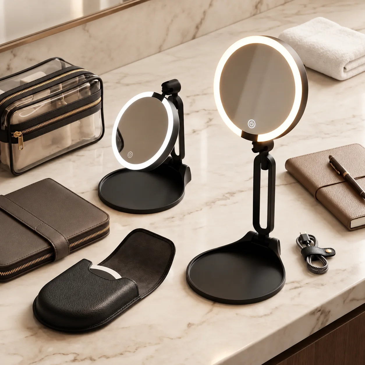 Miroir déplié et replié