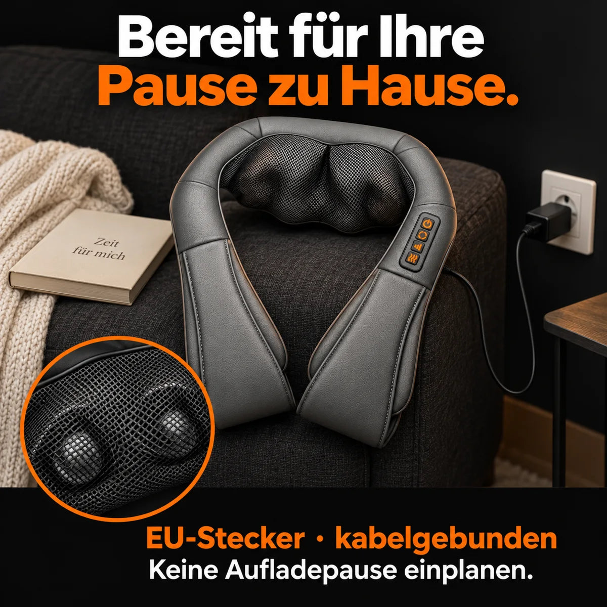 Shiatsu massager: corded use at home
