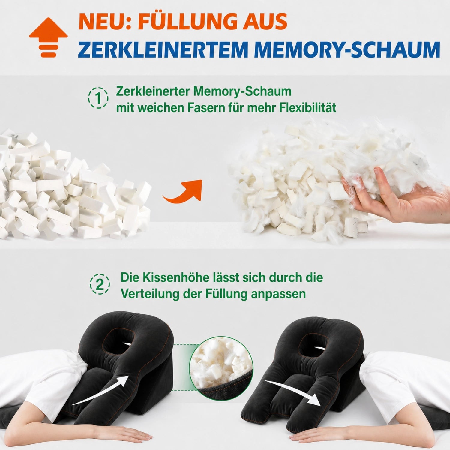 Adjustable memory foam fill