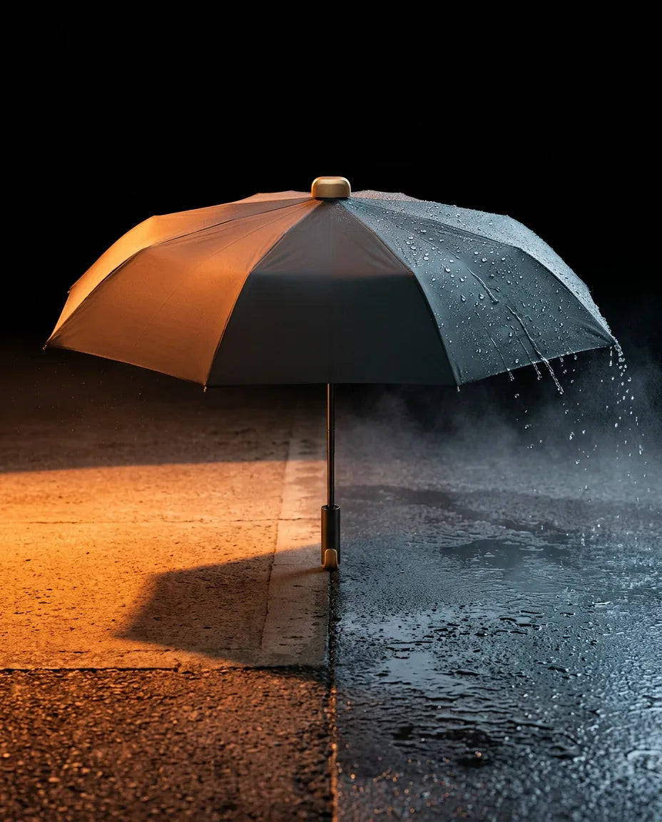 Sun today, storm tomorrow — one umbrella, both jobs