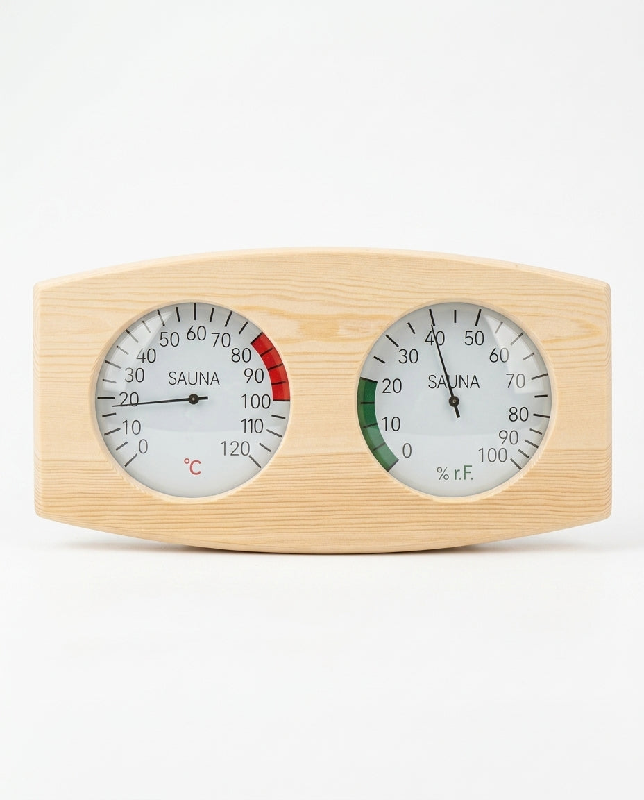 Wooden Sauna Thermometer and Hygrometer – Heat and Humidity at a Glance – product image 1
