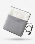USB foot warmer with sherpa lining by PyreFit in grey, with USB cable