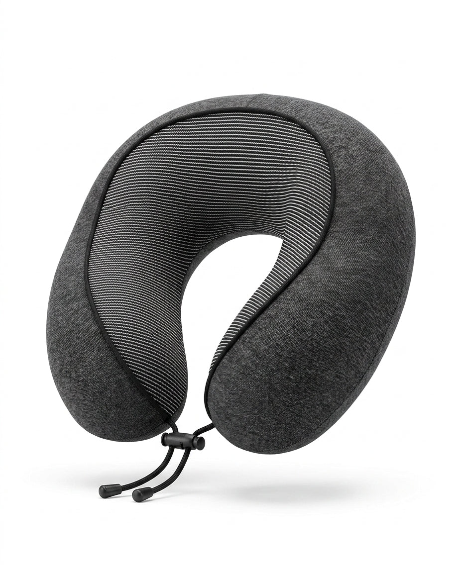Memory Foam Travel Neck Pillow – Foldable with Clip for Flights and Trains – product image 1