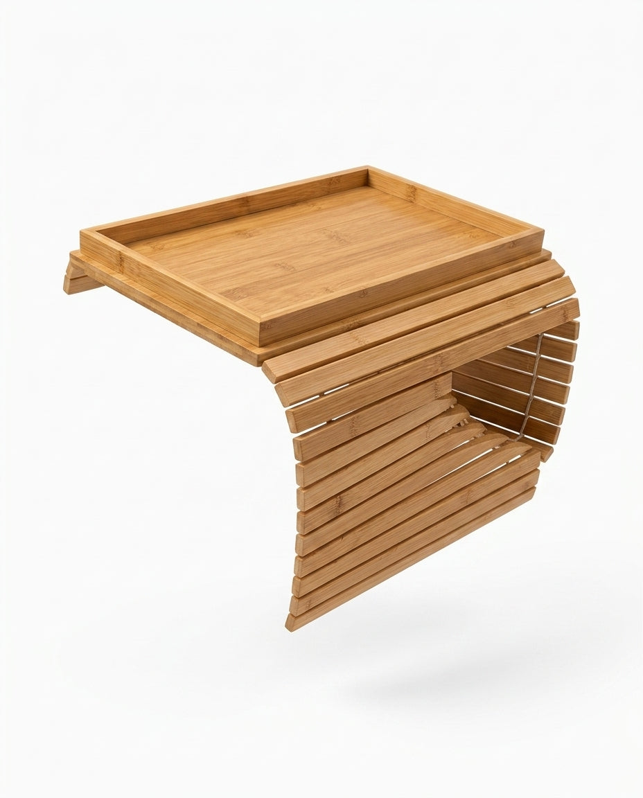 Bamboo Sofa Armrest Tray – Foldable Rest for Your Mug, Book and Remote – product image 1