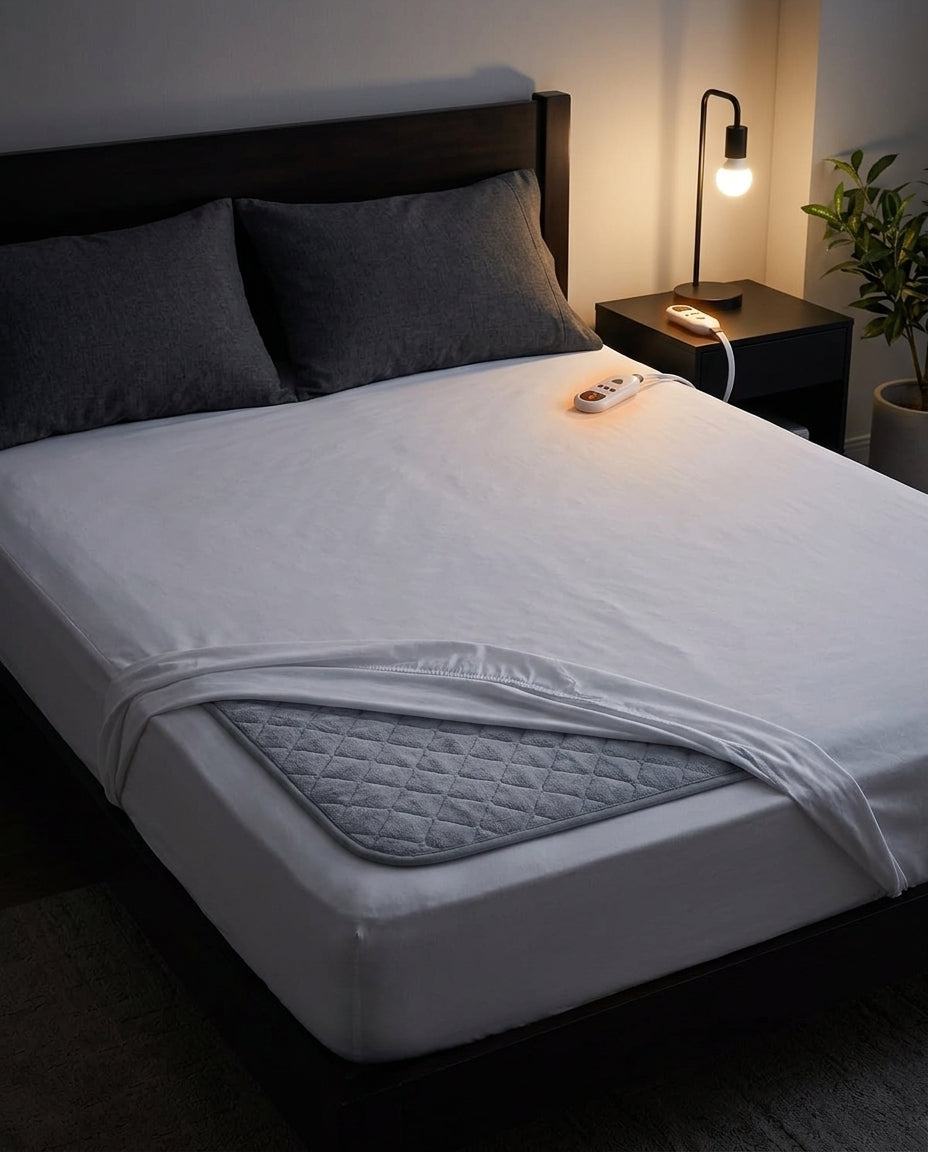 Tapis chauffant électrique – 63 × 31 cm – illustration d'un tapis chauffant sur un lit