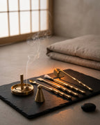 Ensemble d'outils à encens en laiton – accessoires rituels pour encens en poudre et en cônes – image du produit 2