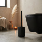 Ceramic toilet brush holder with ribbed design – keeps the brush out of sight in the bathroom – product image 2