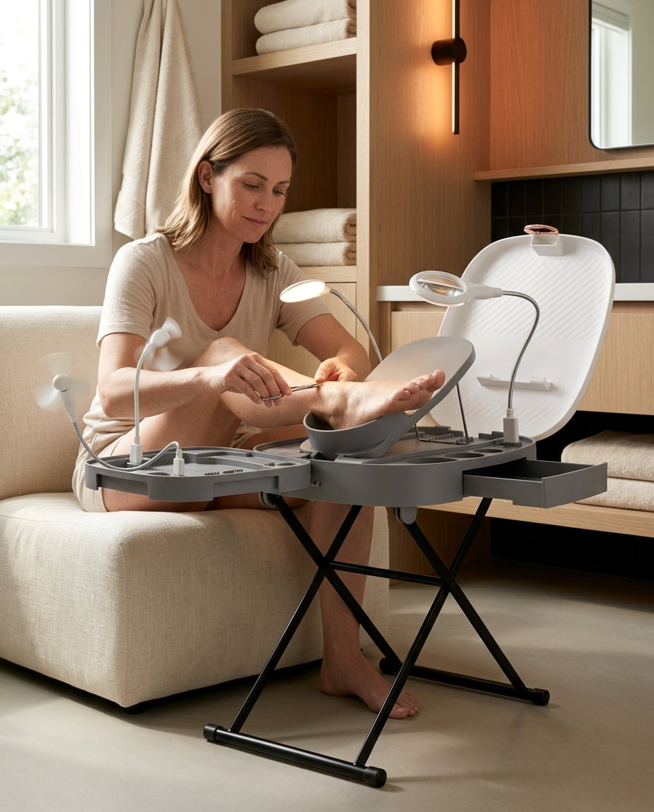 Foot Care Station with Light and Mirror – Raised Platform for At-Home Pedicures – product image 2