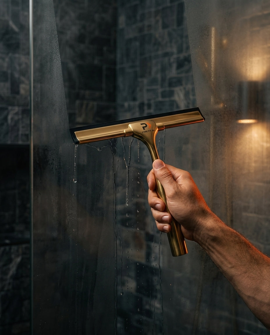 Raclette de douche en laiton avec support mural – verre sans traces pour la douche et le miroir – image du produit 4