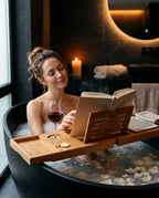 Bamboo Bathtub Caddy – Extendable with Room for a Book, Tablet, Glass and Candles – product image 3
