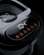 Foldable foot spa with massage rollers – display and control buttons in detail