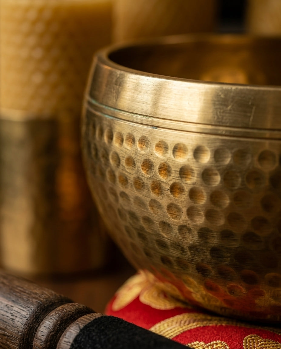 Handcrafted Copper Singing Bowl with Mallet and Cushion – for Meditation – product image 4