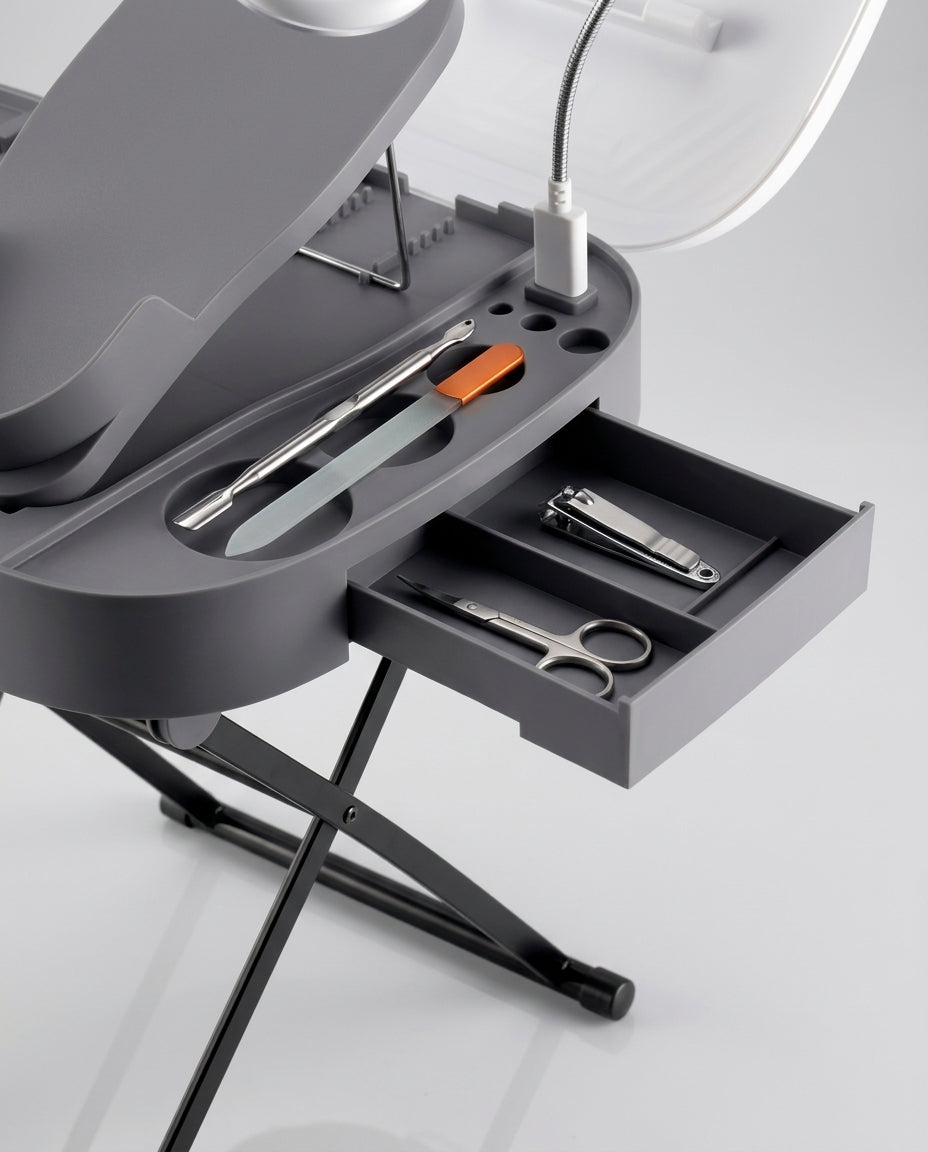 Foot Care Station with Light and Mirror – Raised Platform for At-Home Pedicures – product image 5