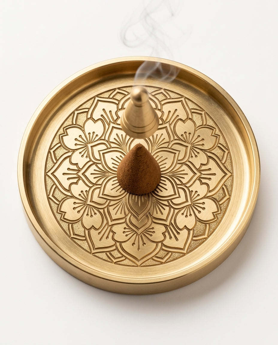 Ensemble d'outils à encens en laiton – accessoires rituels pour encens en poudre et en cônes – image du produit 5