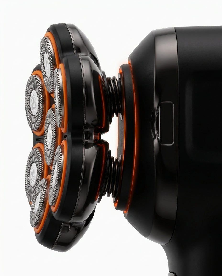 Head shaver with 7 pivoting heads – a fast wet and dry shave – product image 6