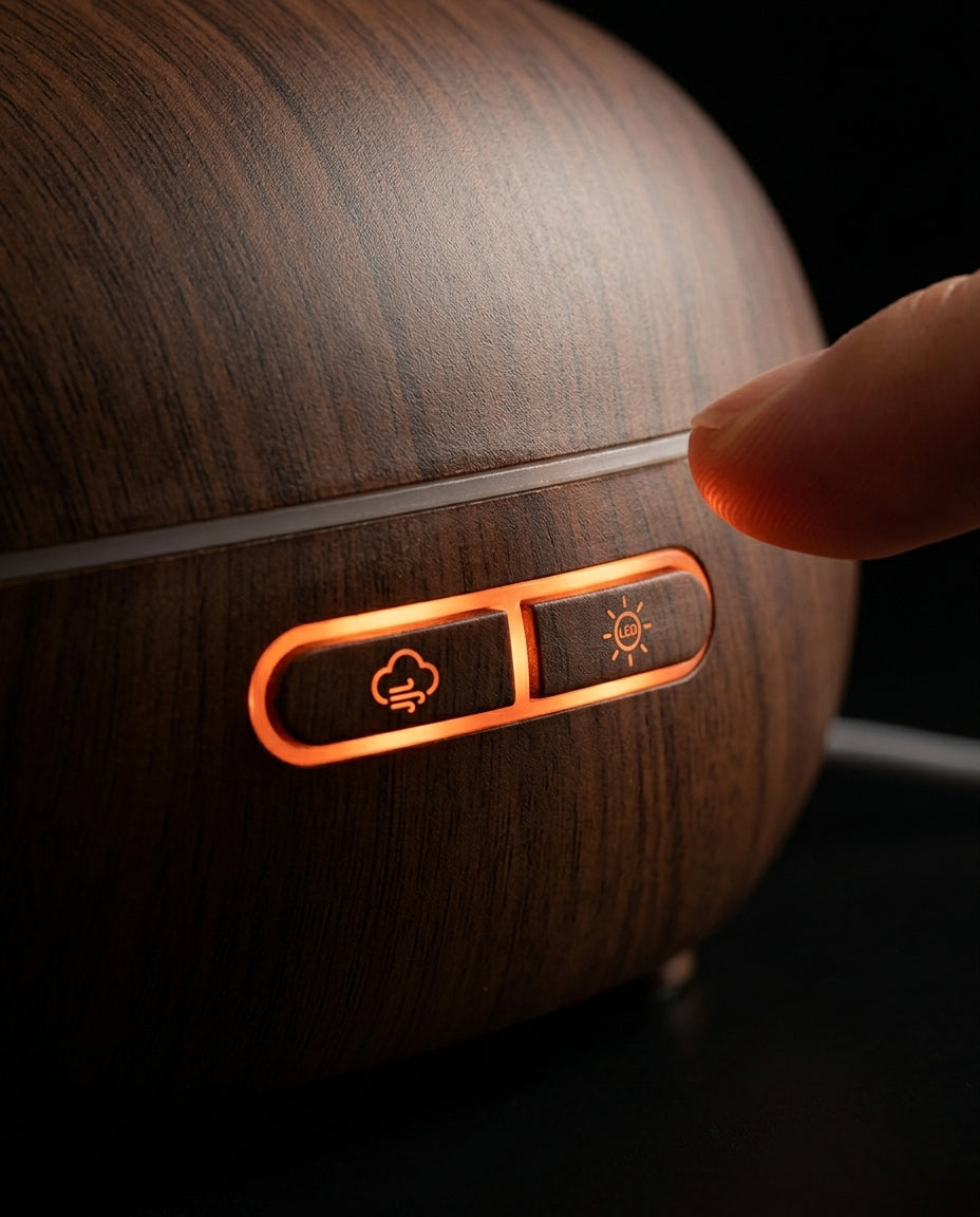 Diffuseur d'arômes à lumière colorée – diffusion ultrasonique au fini bois pour une pièce plus apaisante – image du produit 6