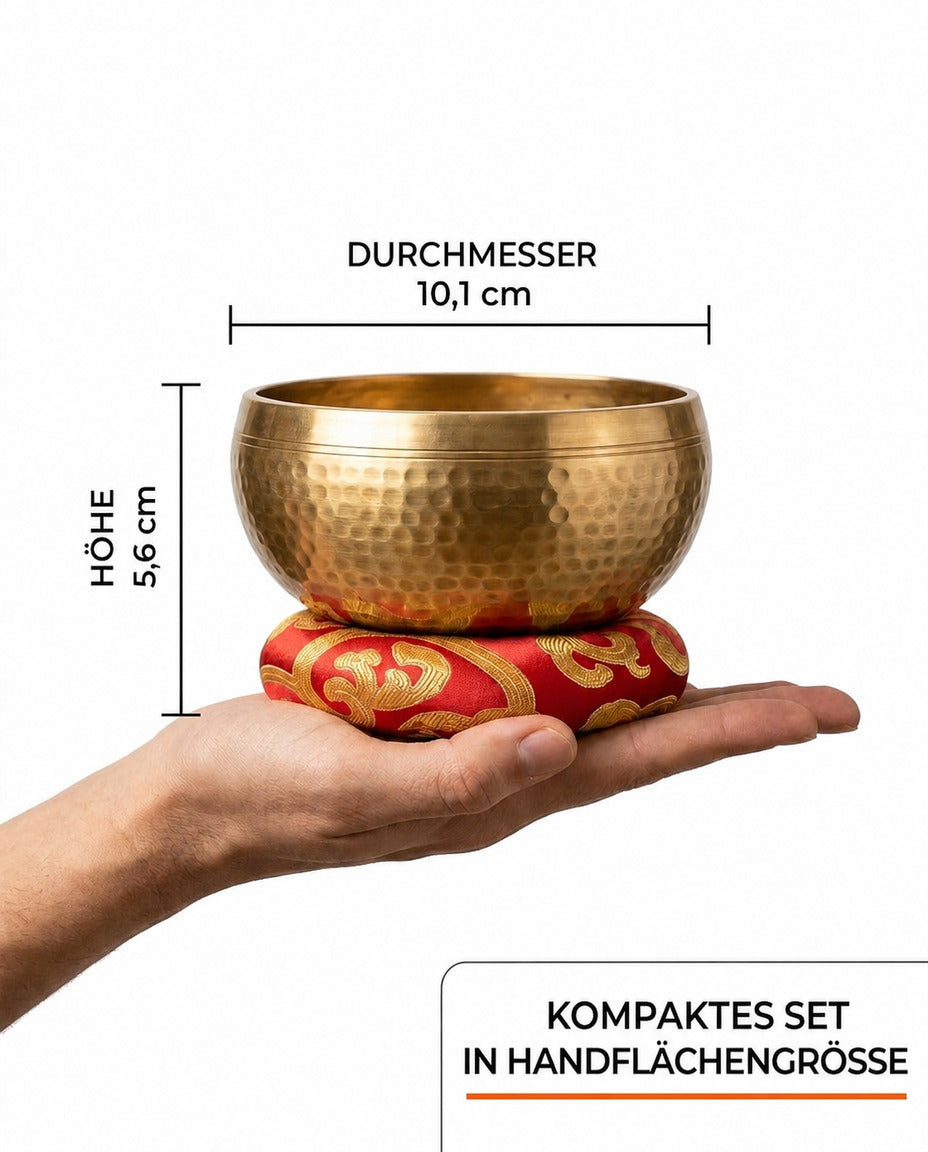 Handcrafted Copper Singing Bowl with Mallet and Cushion – for Meditation – product image 7