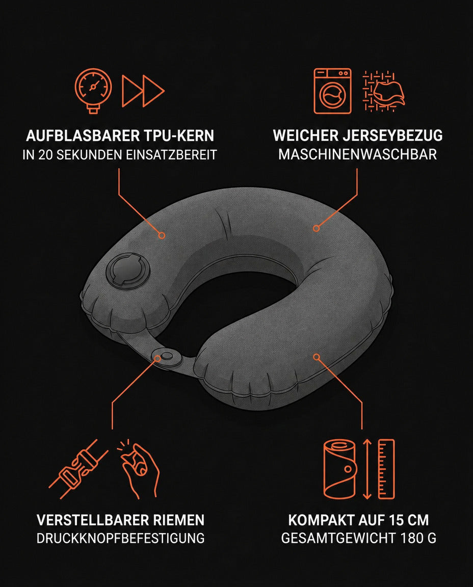 Oreiller cervical pour l'avion et l'auto – gonflable et compact pour des voyages reposants – image du produit 6