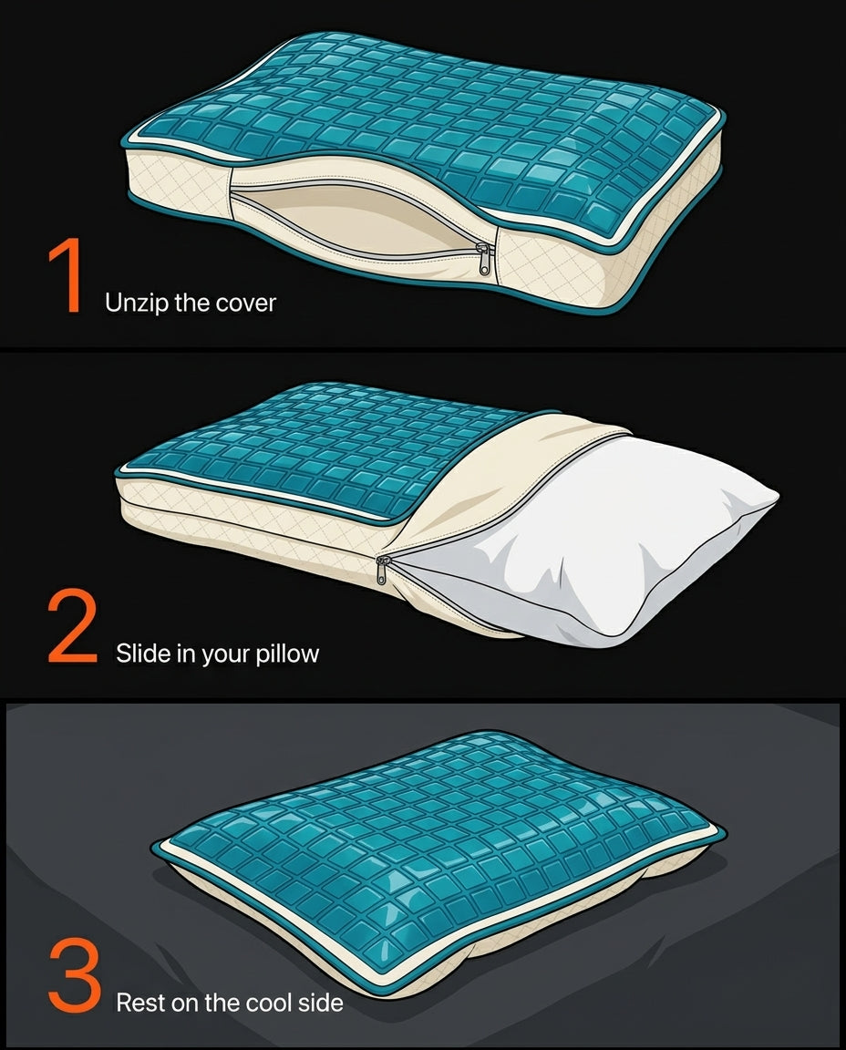 Cooling Pillow Cover for Hot Sleepers – Gel Surface with Quilted Lining – product image 8