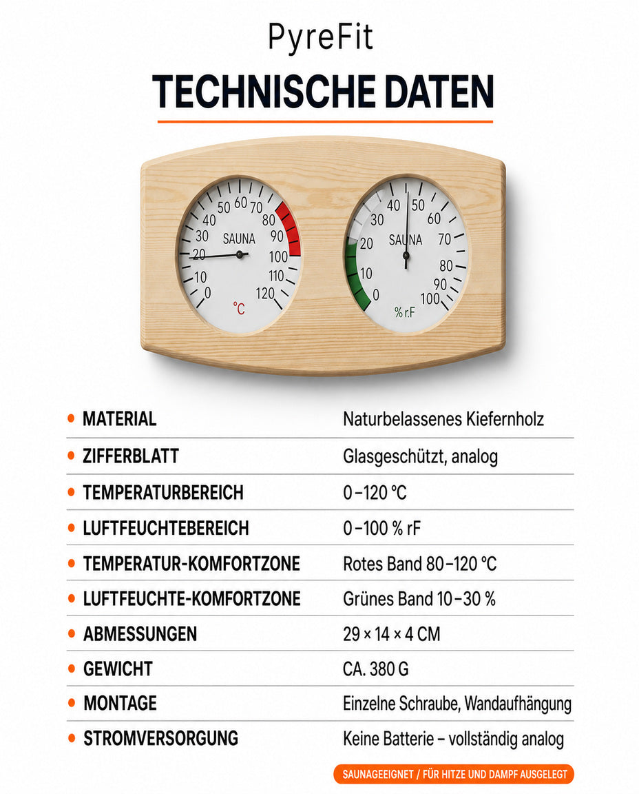 Wooden Sauna Thermometer and Hygrometer – Heat and Humidity at a Glance – product image 9