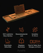 Bamboo Bathtub Caddy – Extendable with Room for a Book, Tablet, Glass and Candles – product image 8
