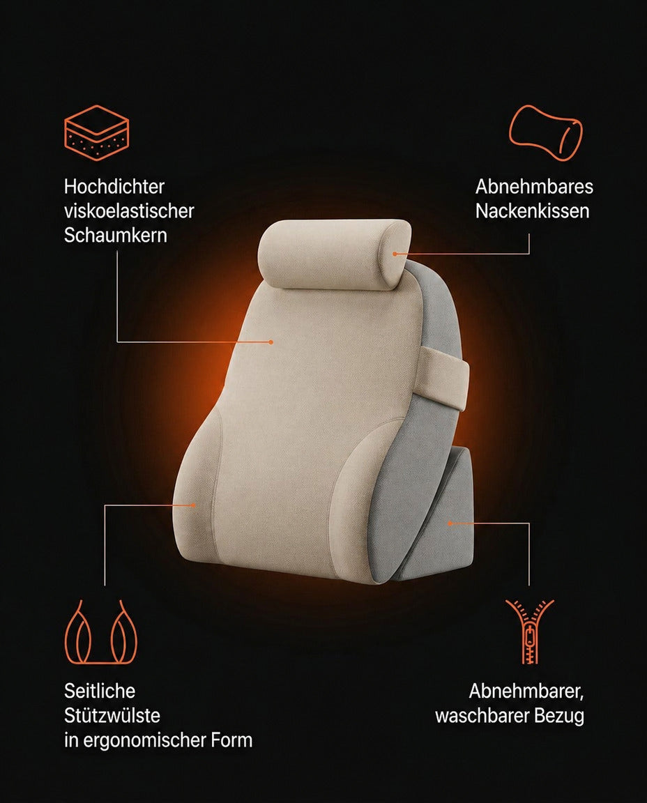 Bed backrest – structured support with side bolsters and neck roll – product image 8