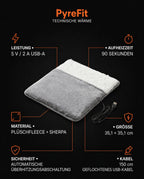 Infographic on the design and features of the USB foot warmer