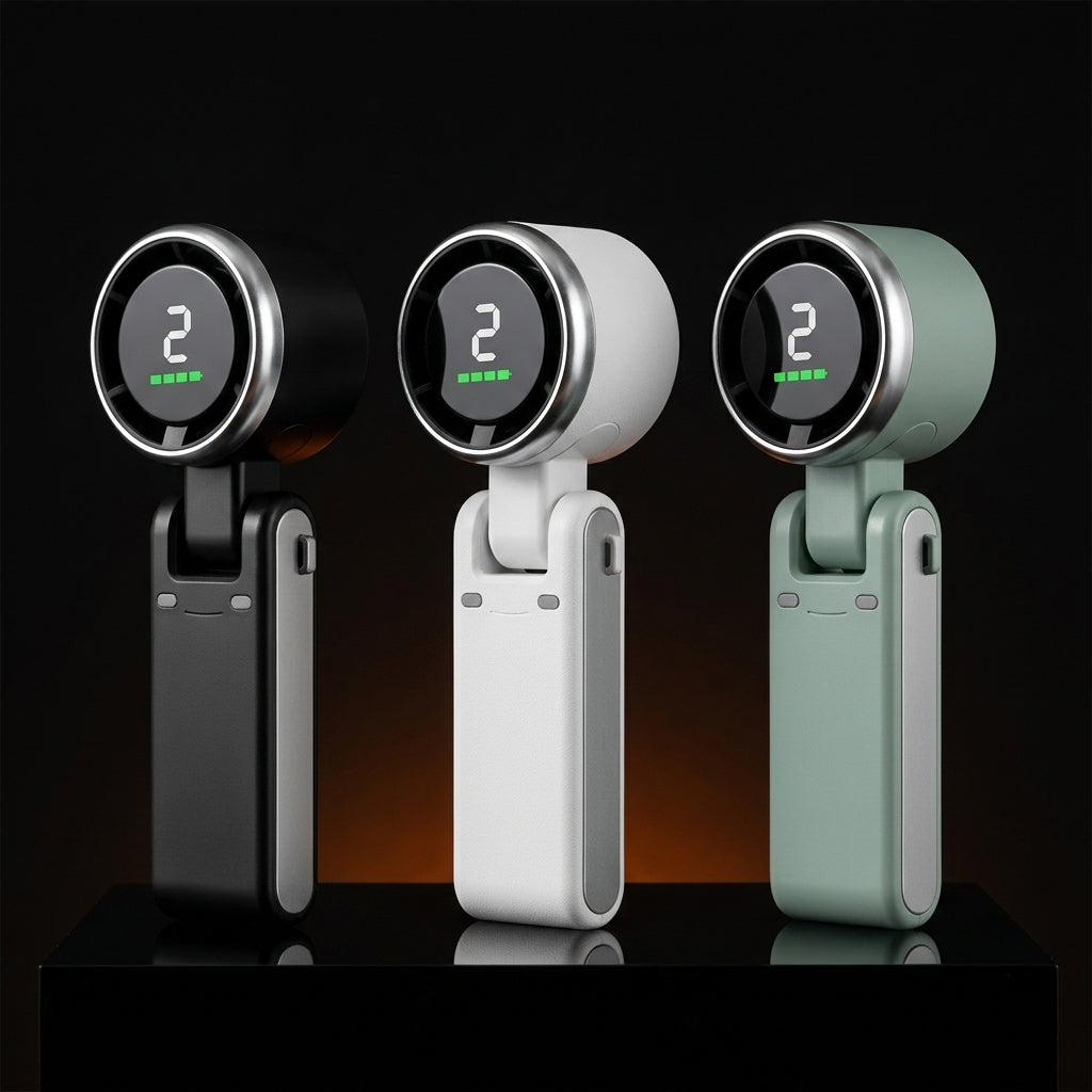 Ventilateur portatif turbo avec affichage numérique – pliable et rechargeable par USB-C – image du produit 10