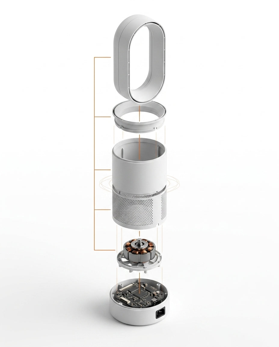 Ventilateur colonne sans pales – flux d'air silencieux pour la maison et le travail – image du produit 9