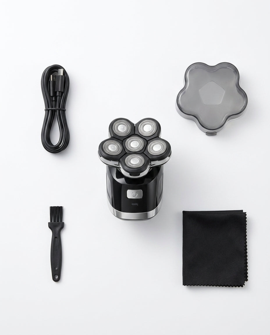 Head shaver with 7 pivoting heads – a fast wet and dry shave – product image 9