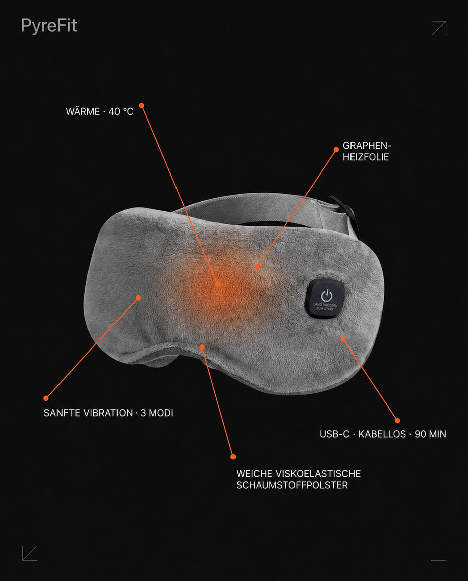 Masseur pour les yeux pliable avec chaleur – infographie sur la conception et les fonctions
