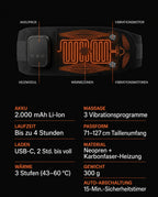 Cordless heated massage belt – infographic on design and features
