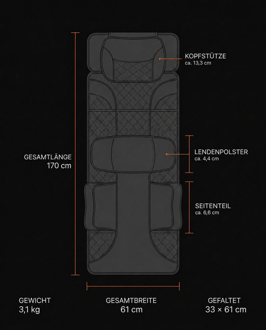 Matelas de massage chauffant à pression d'air – détente de tout le corps avec soutien lombaire – image du produit 7