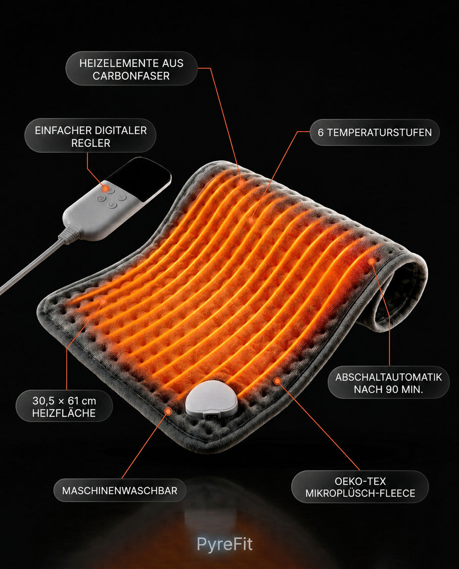 Infographie sur la conception et les fonctions du coussin chauffant électrique