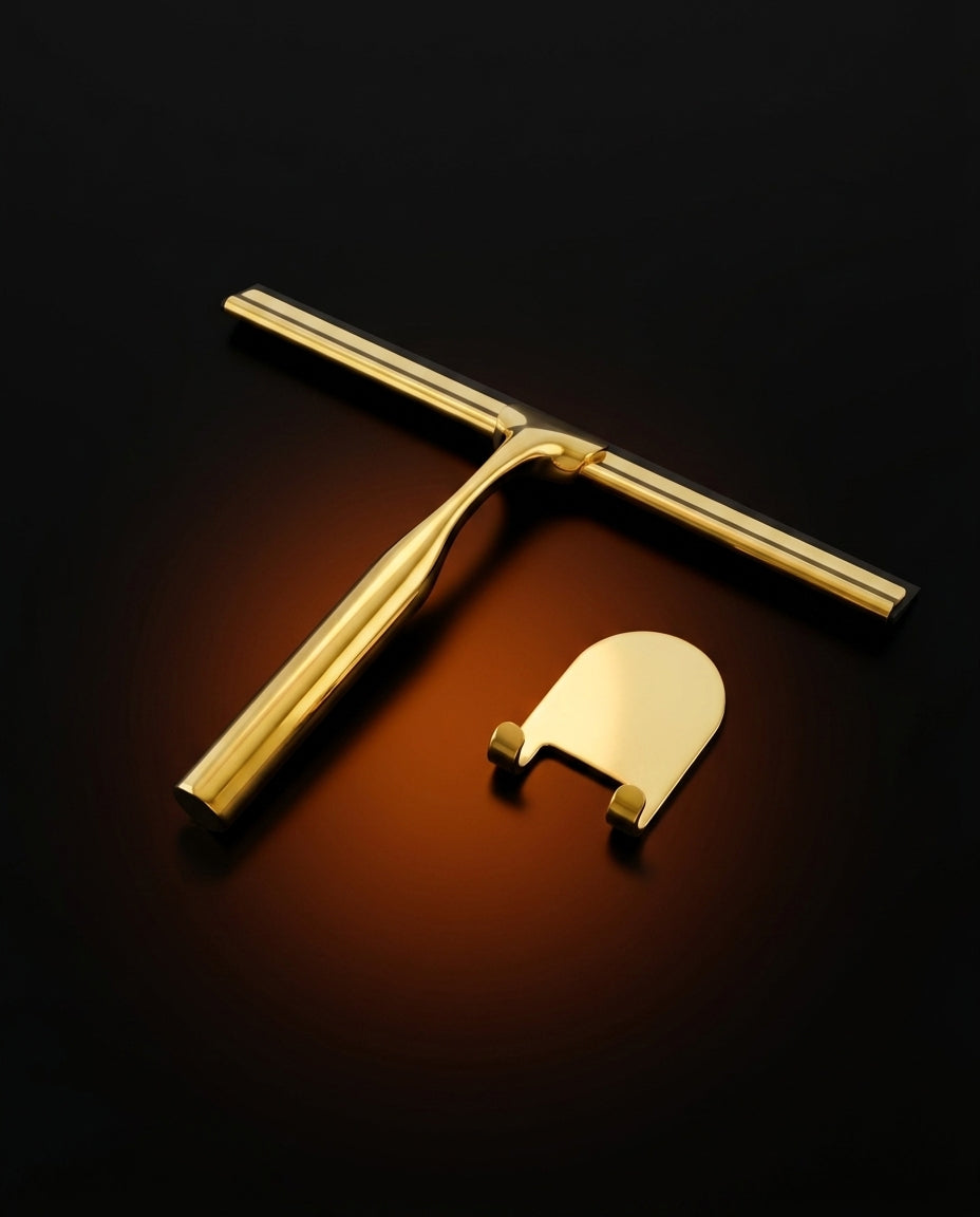 Raclette de douche en laiton avec support mural – verre sans traces pour la douche et le miroir – image du produit 11