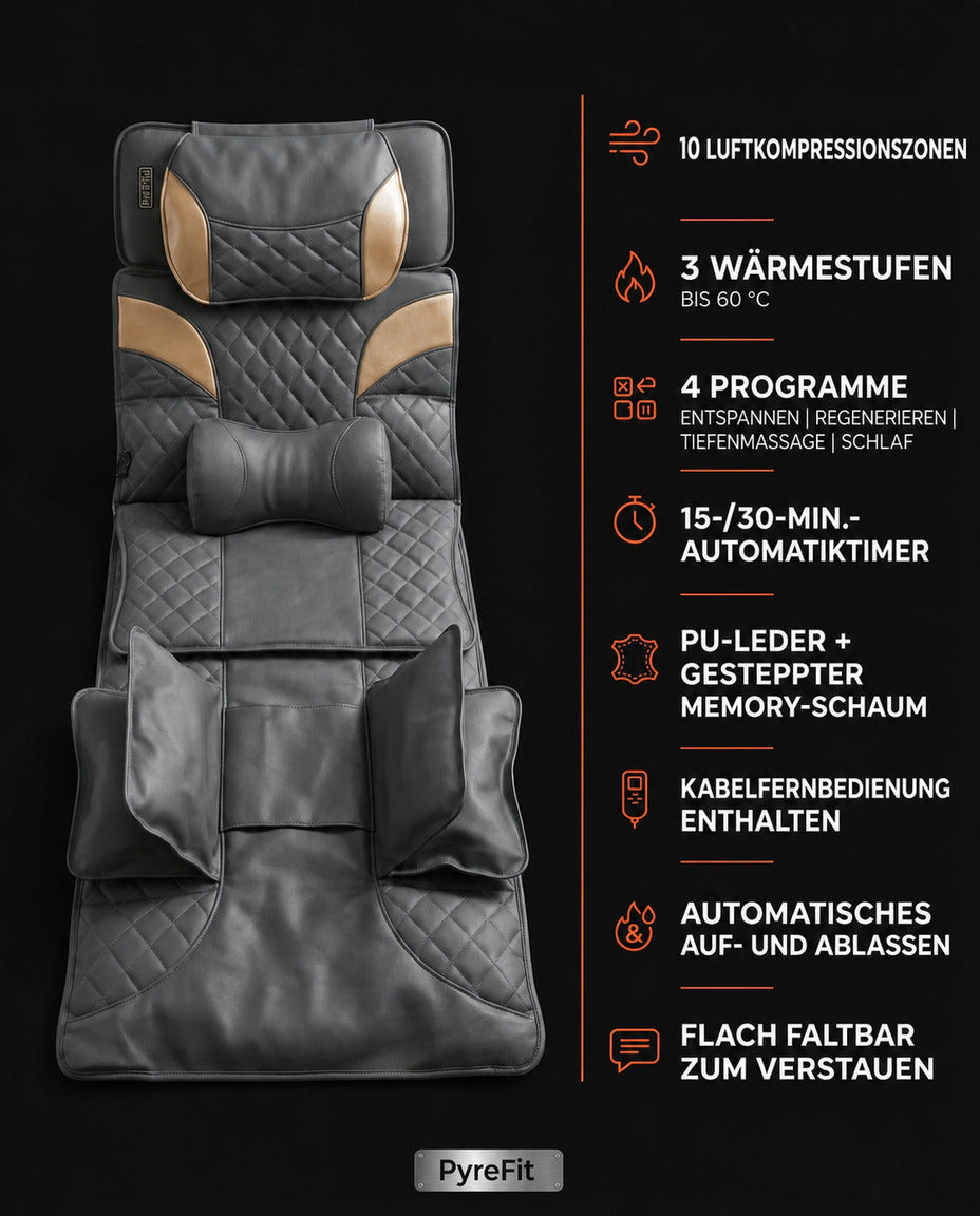 Matelas de massage chauffant à pression d'air – détente de tout le corps avec soutien lombaire – image du produit 8