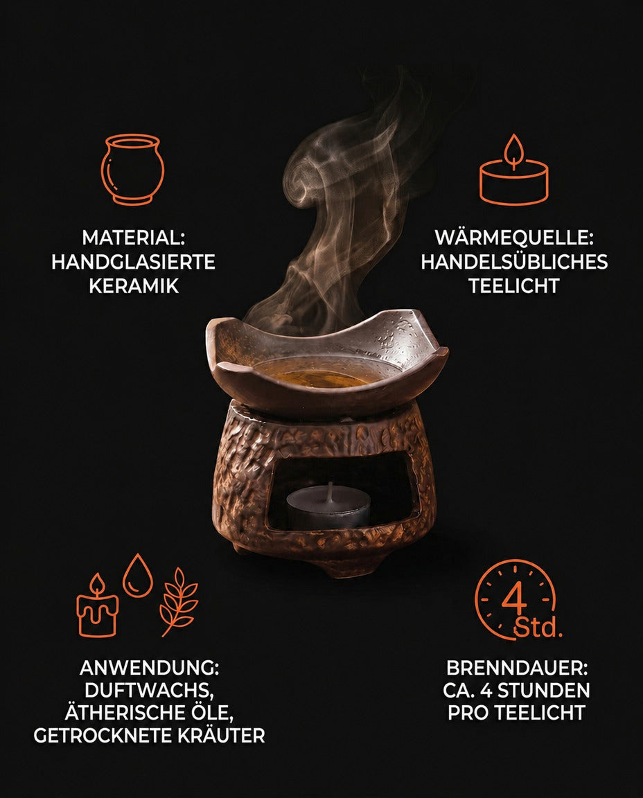 Lampe à parfum en céramique pour lampion – douce lueur de chandelle pour des soirées relaxantes – image du produit 10