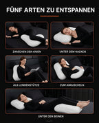 Oreiller en mousse à mémoire de forme pour dormeurs sur le côté – forme en V pour la tête, la nuque et les jambes – image du produit 11