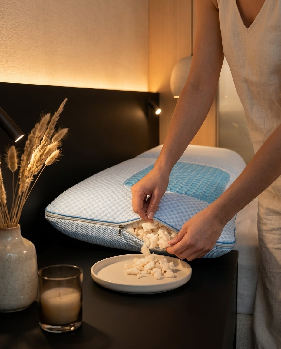 Memory foam pillow with adjustable fill – custom height for restful sleep – product image 11
