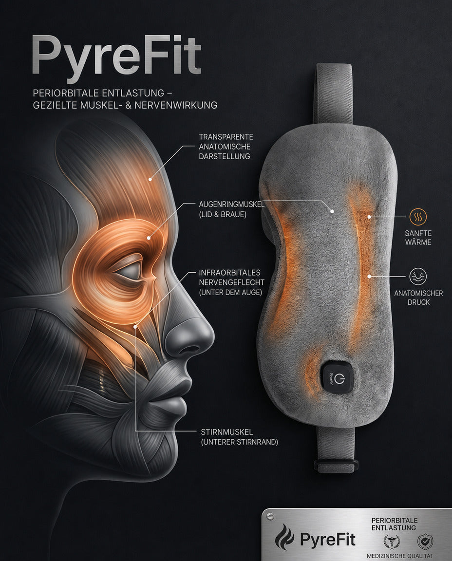 Masseur pour les yeux pliable avec chaleur – schéma de profil sur le visage