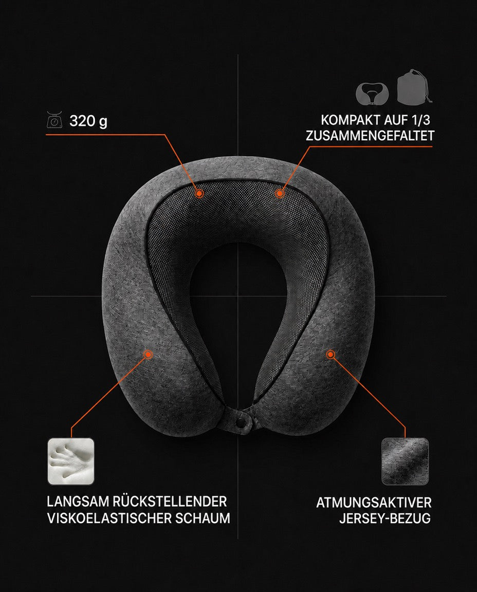 Memory Foam Travel Neck Pillow – Foldable with Clip for Flights and Trains – product image 11