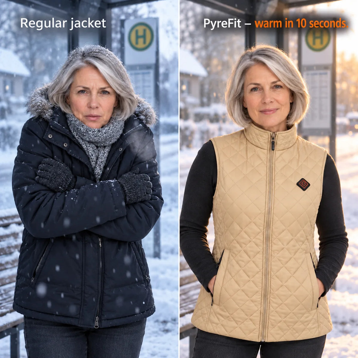 Comparison: regular winter jacket and Librato with heating