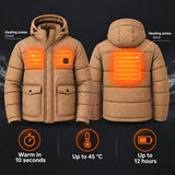 Men's heated puffer jacket PyreFit Orielle: heating zones across the chest and back