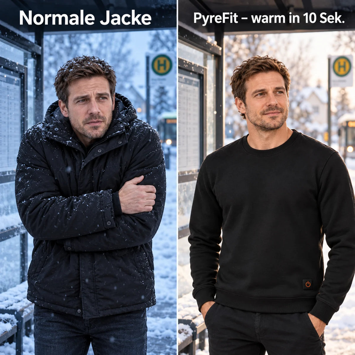 Comparaison : manteau d'hiver ordinaire et Aeroan chauffant